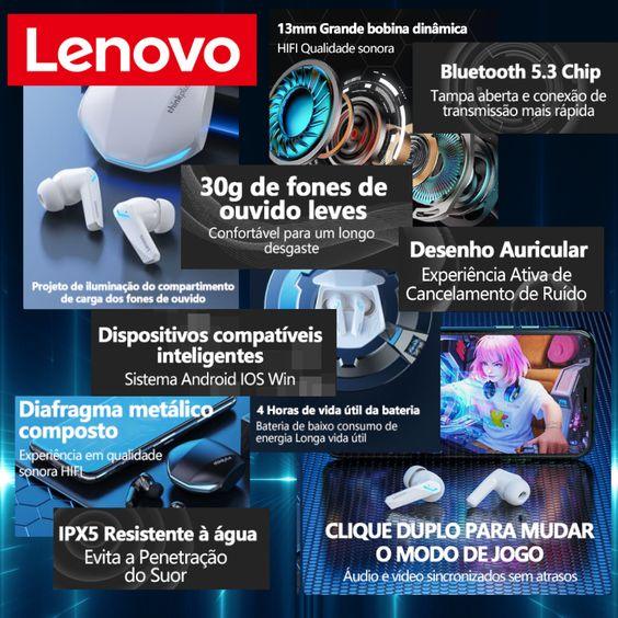 Original Lenovo GM2 Pro 5.3 Bluetooth - Modo game - Lipon Store