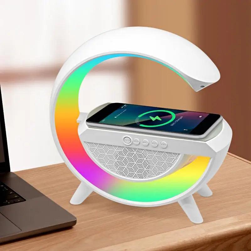 Luminária Caixa de Som G - Carregador Sem Fio, Bluetooth com Iluminação RGB - Lipon Store