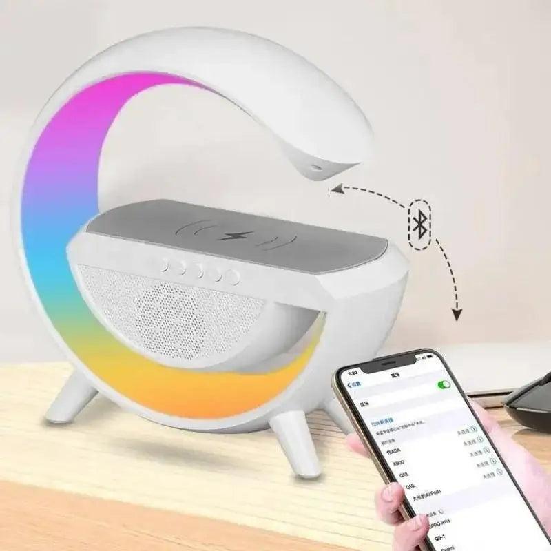 Luminária Caixa de Som G - Carregador Sem Fio, Bluetooth com Iluminação RGB - Lipon Store